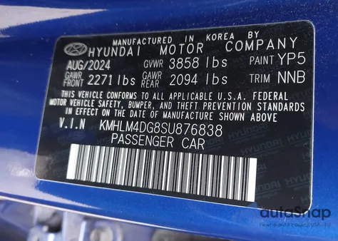 2025 Hyundai Elantra Sel Sport z USA, uszkodzony, nr VIN KMHLM4DG8SU876838